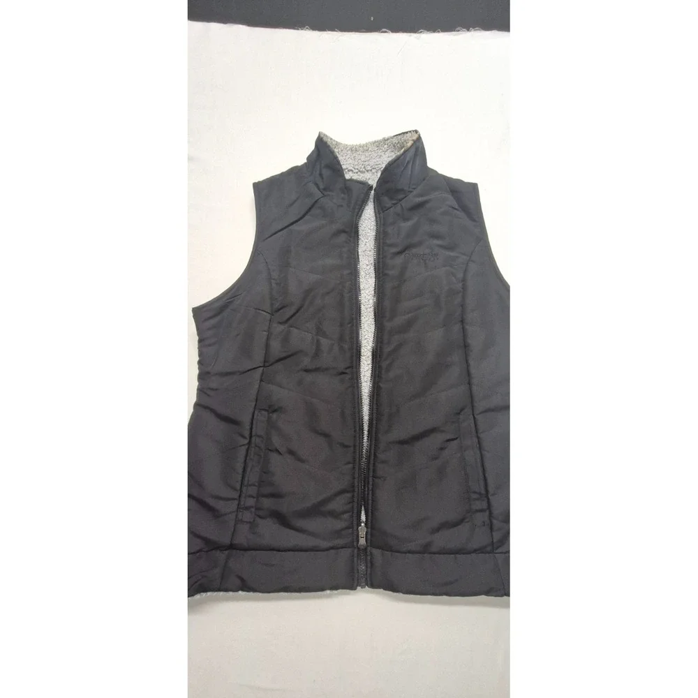 Magellan Outdoor‎ women's black/gray reversable vest LG fleece sides full zip